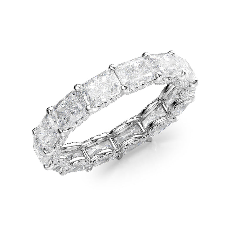 East West Radiant Diamond U Pave Prong Eternity Ring