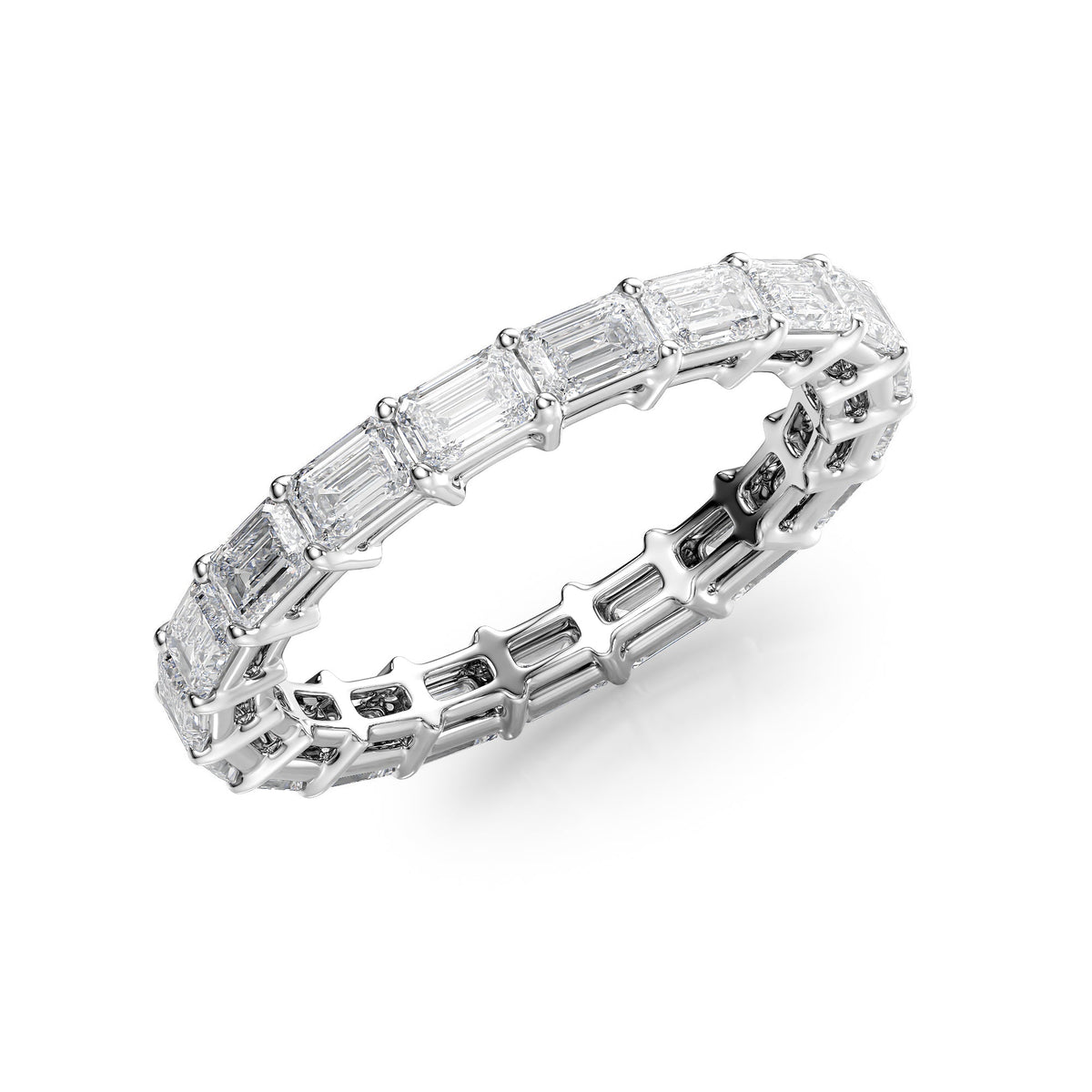 East West Emerald Diamond Eternity Ring