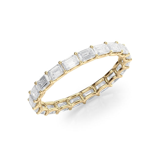 East West Emerald Diamond U Prong Eternity Ring