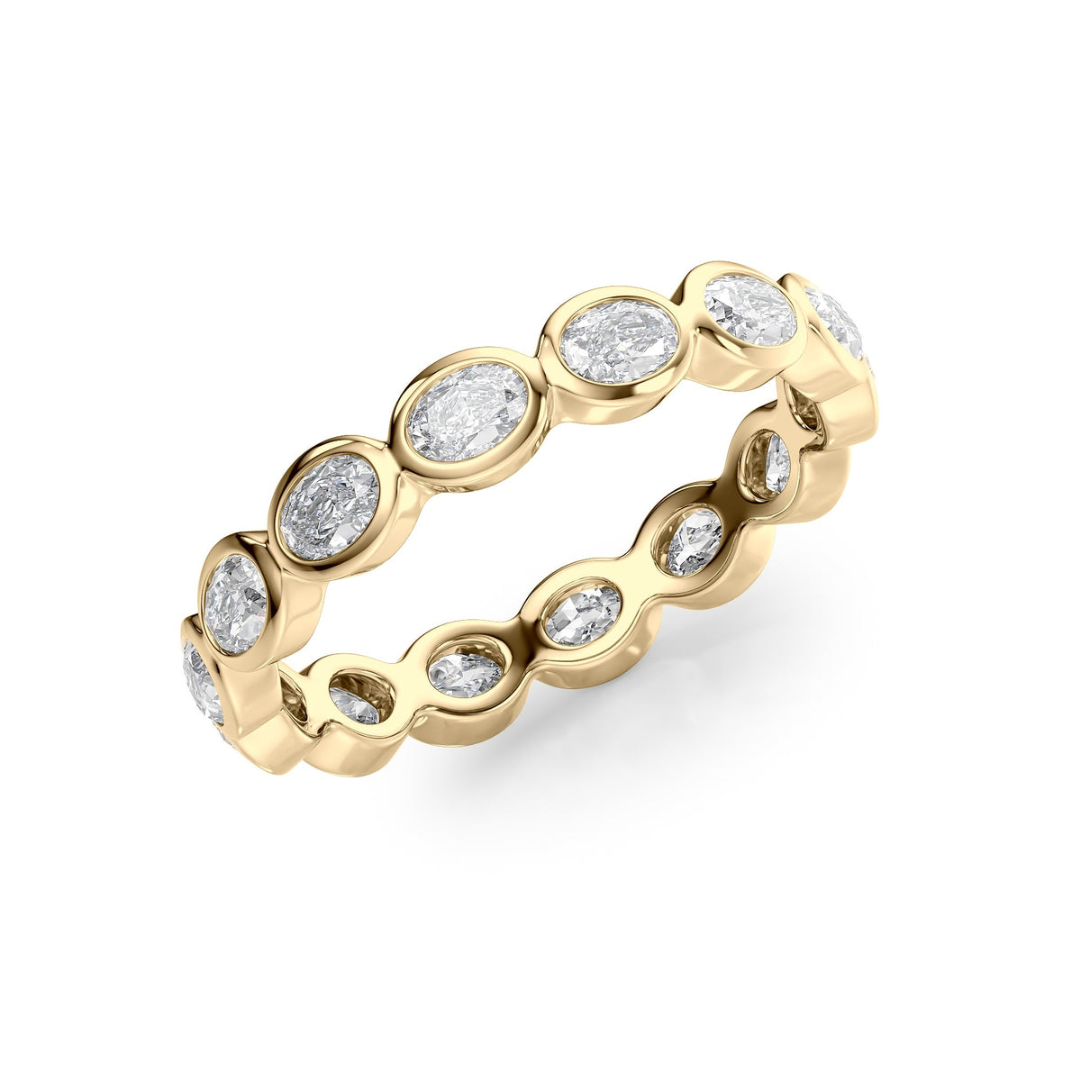 East West Oval Diamond  Bezel Eternity Ring