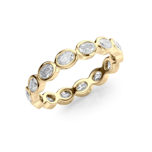 East West Oval Diamond  Bezel Eternity Ring