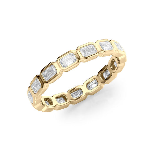 East West Emerald Diamond Bezel Eternity Ring