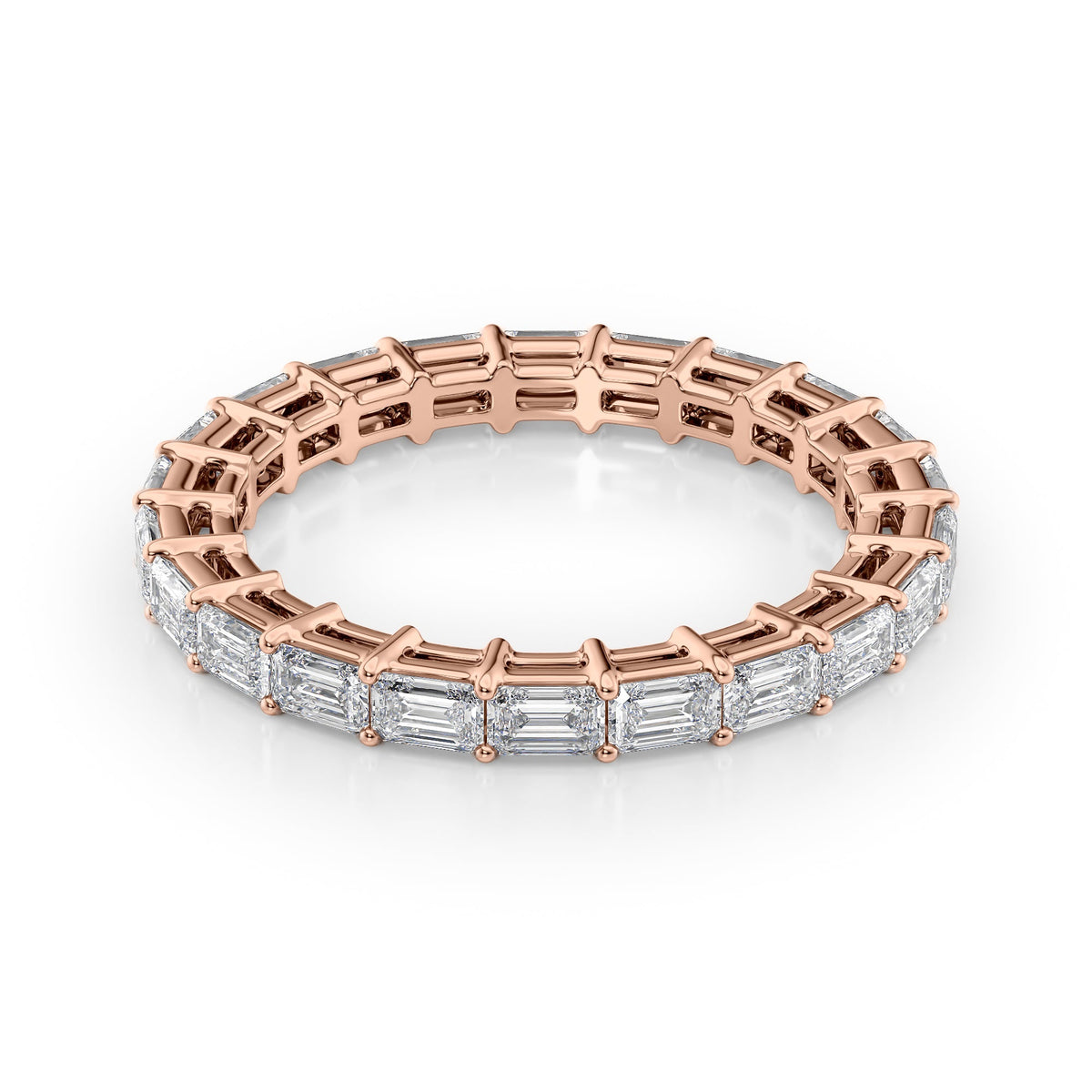 East West Emerald Diamond Eternity Ring