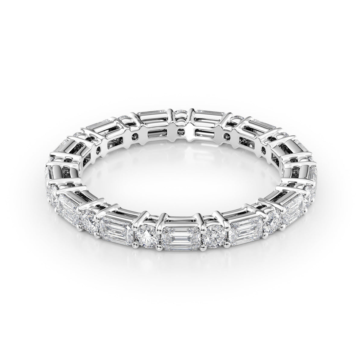 Emerald and Round Diamond Eternity Ring