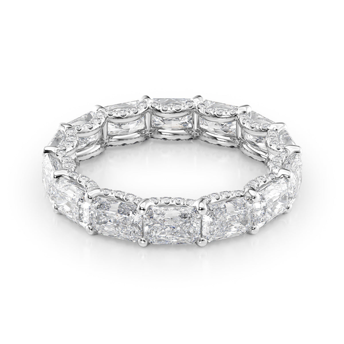 East West Radiant Diamond U Pave Prong Eternity Ring