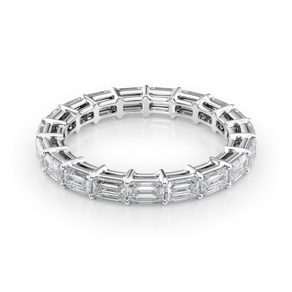 East West Emerald Diamond Eternity Ring