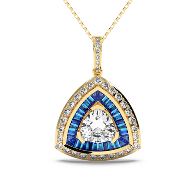 Azure Trillion Halo Pendant