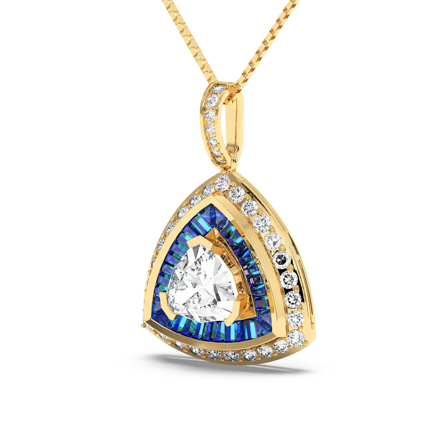 Azure Trillion Halo Pendant