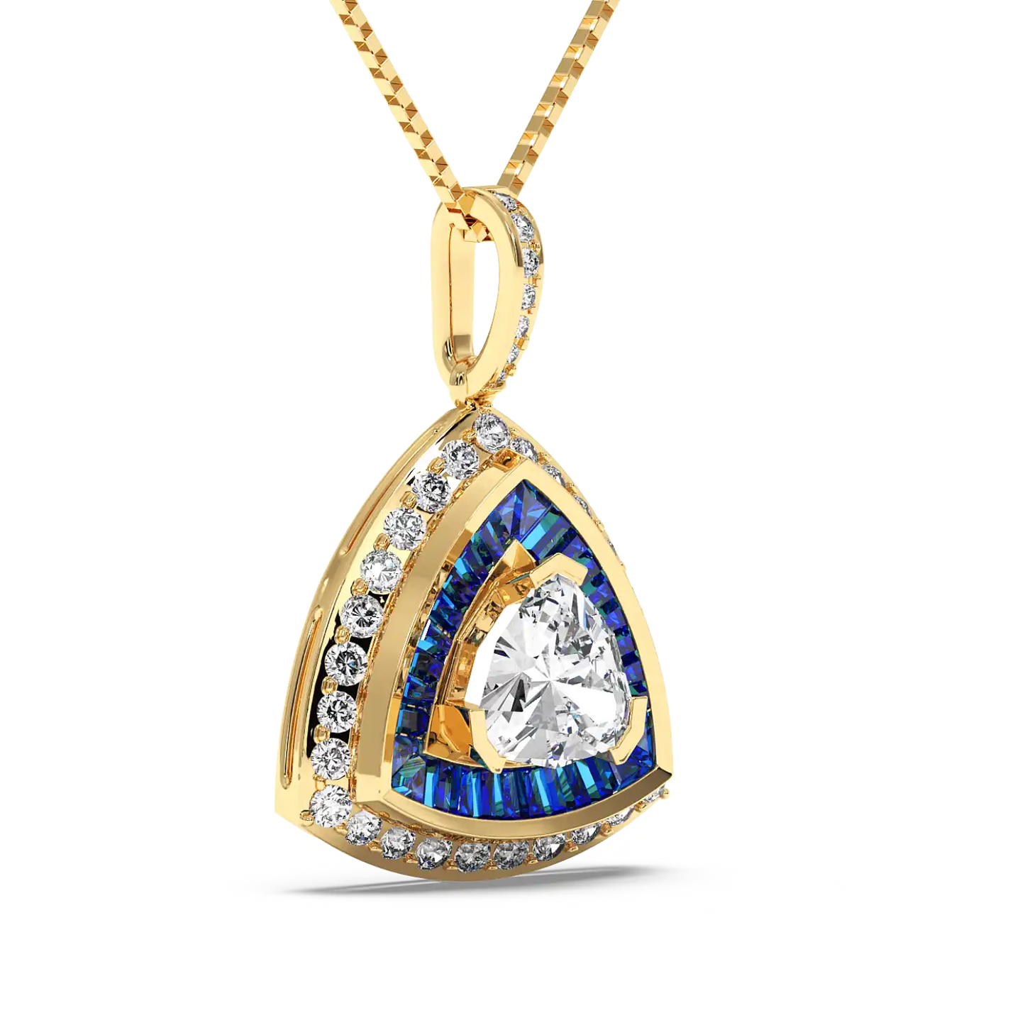 Azure Trillion Halo Pendant