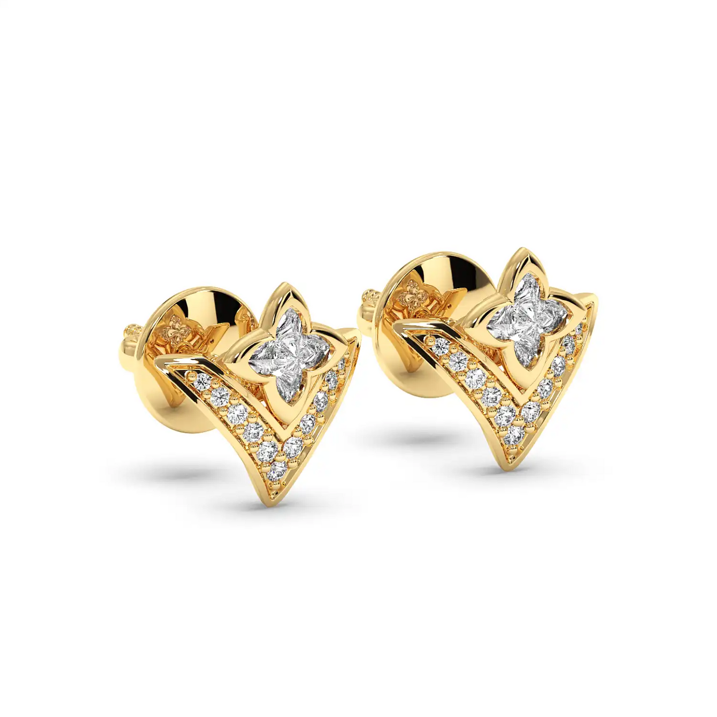 Floral V-Stud Earrings