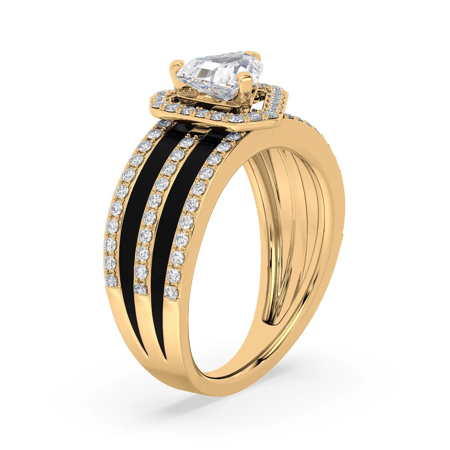 Solitaire Halo Ring - Trillion