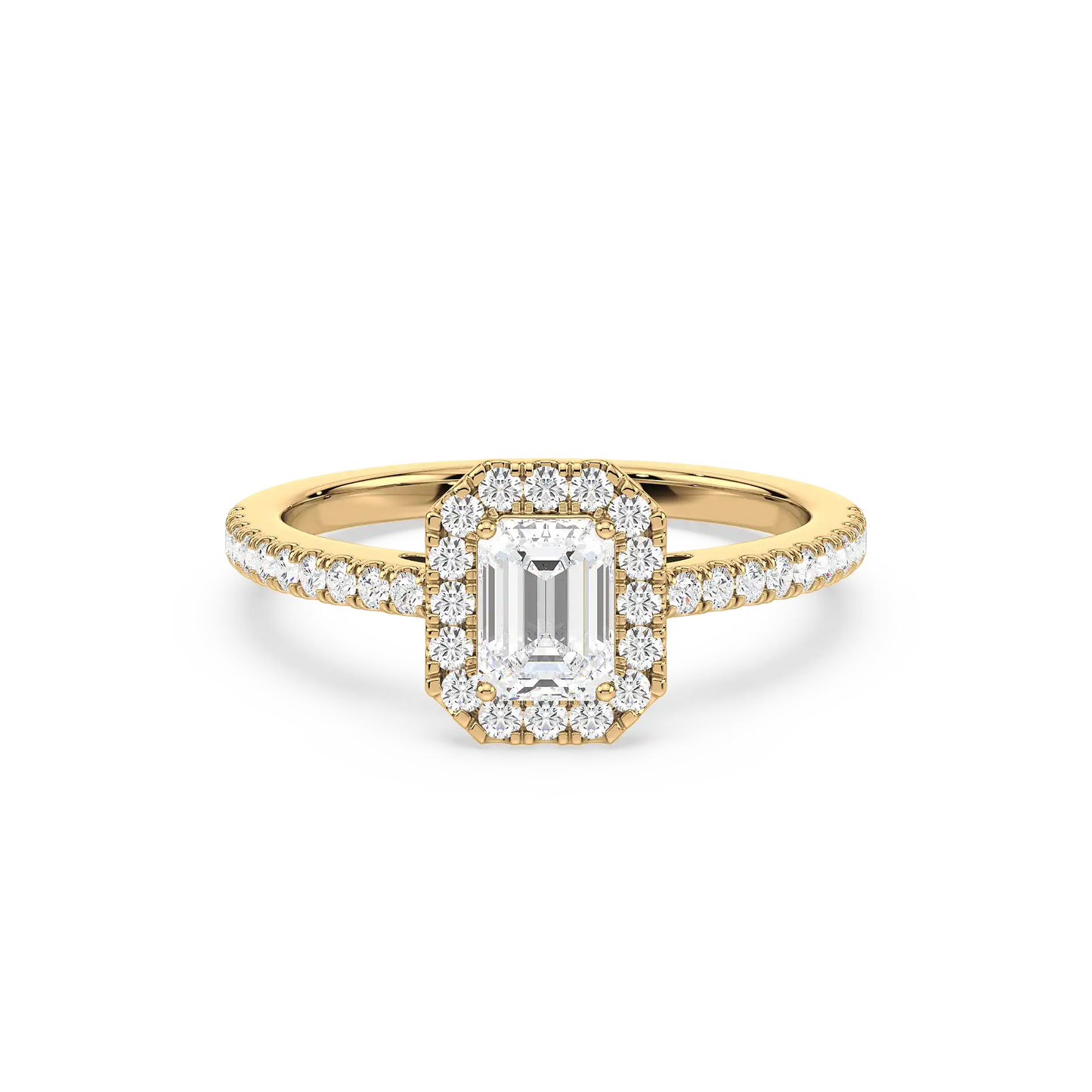 Solitaire Halo Ring - Emerald