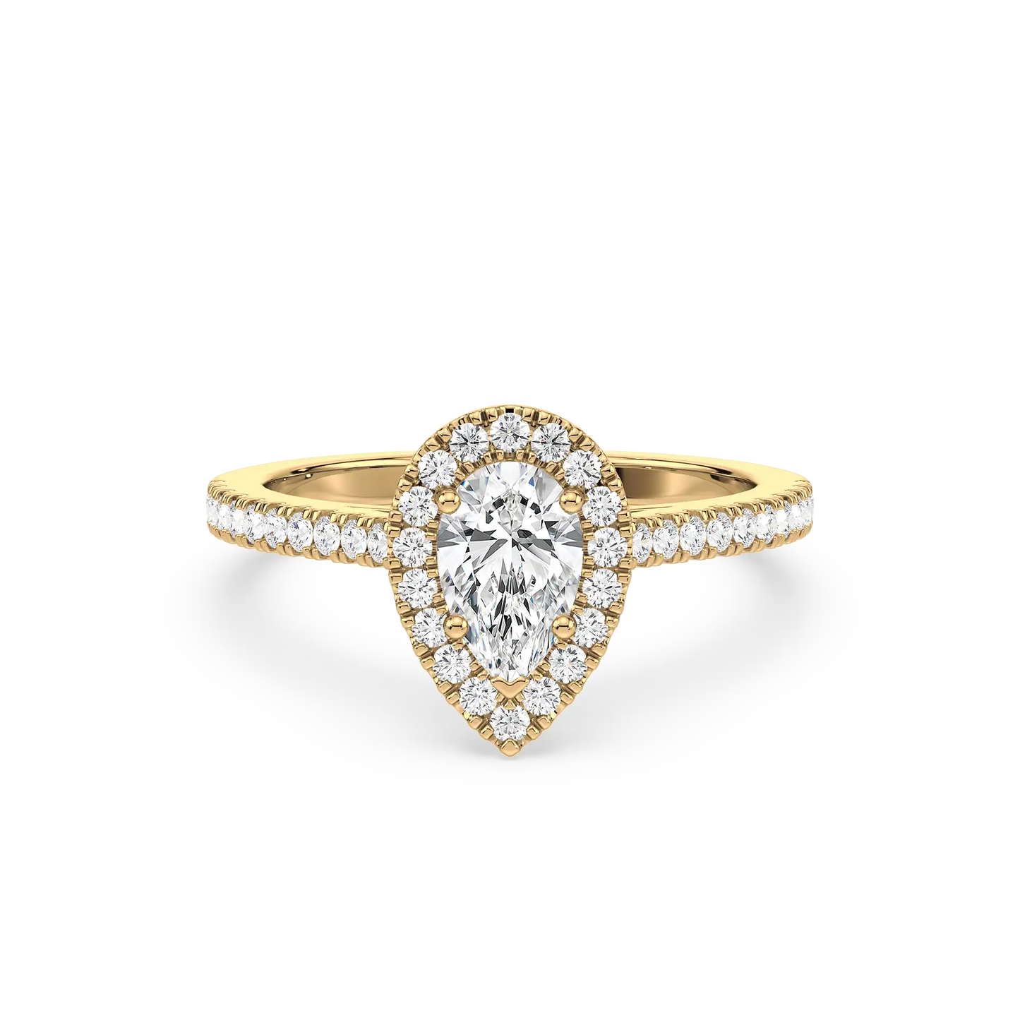 Solitaire Halo Ring - Pear