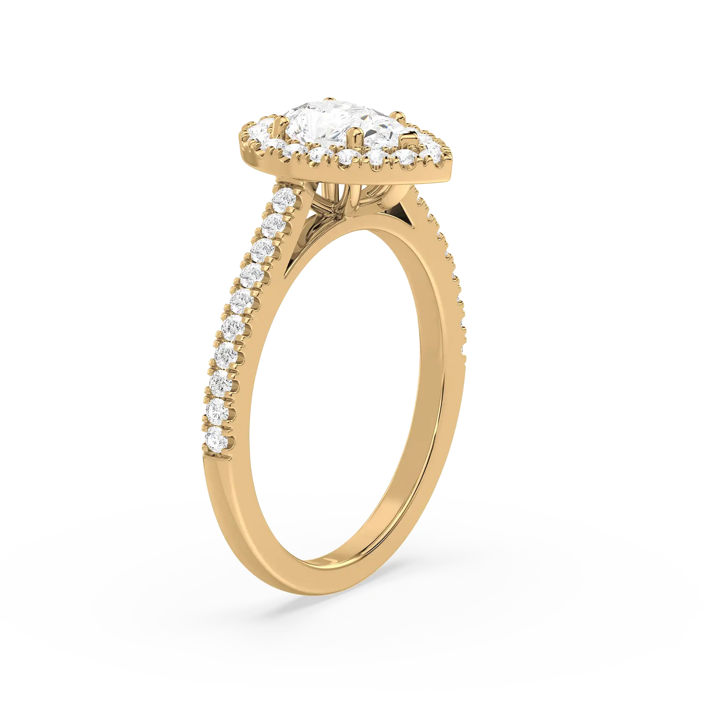 Solitaire Halo Ring - Pear