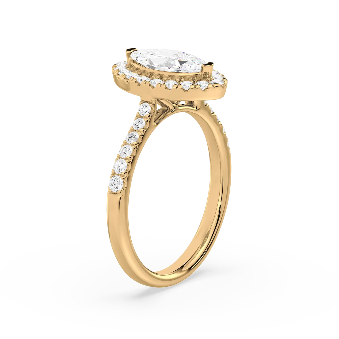 Solitaire Halo Ring - Marquise