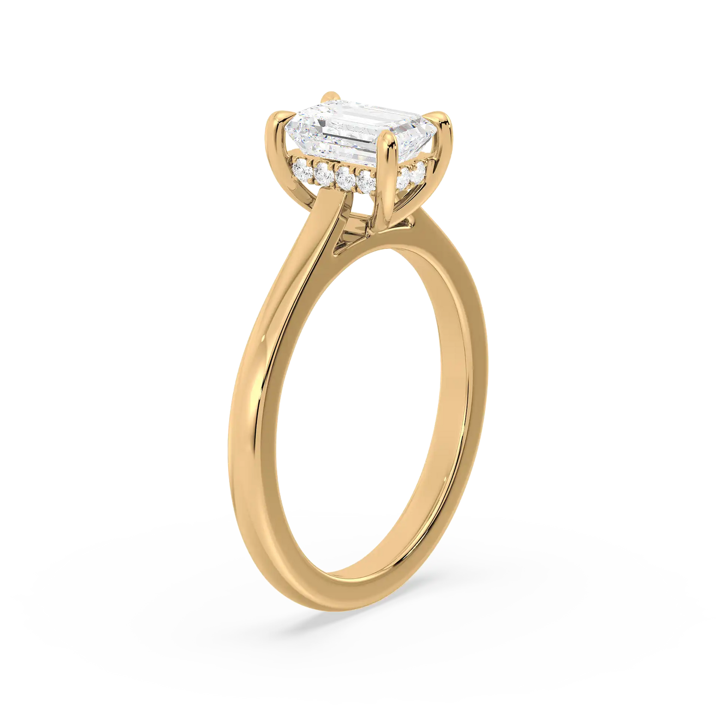 Solitaire Hidden Halo Ring - Emerald