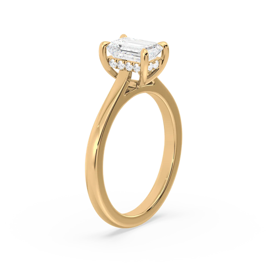 Hidden Halo Emerald Solitaire Ring