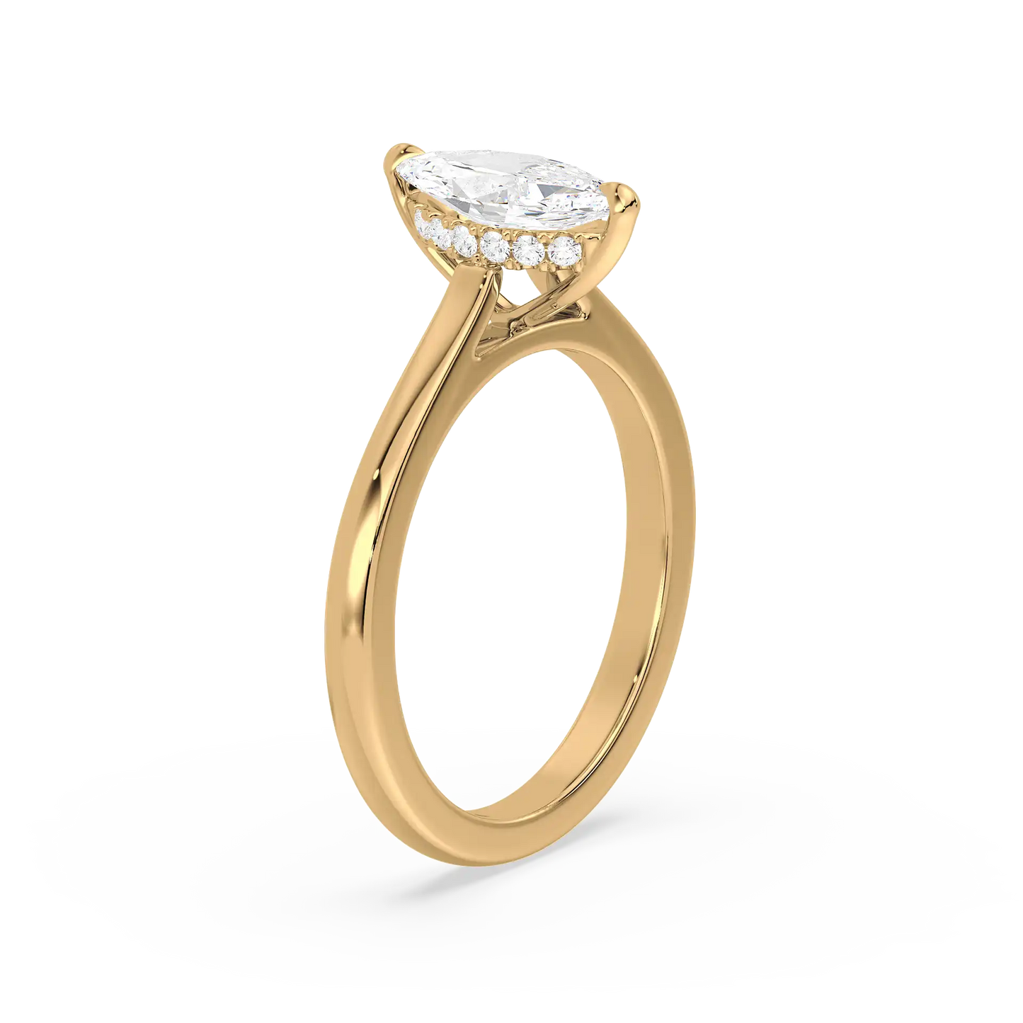 Solitaire Hidden Halo Ring - Marquise