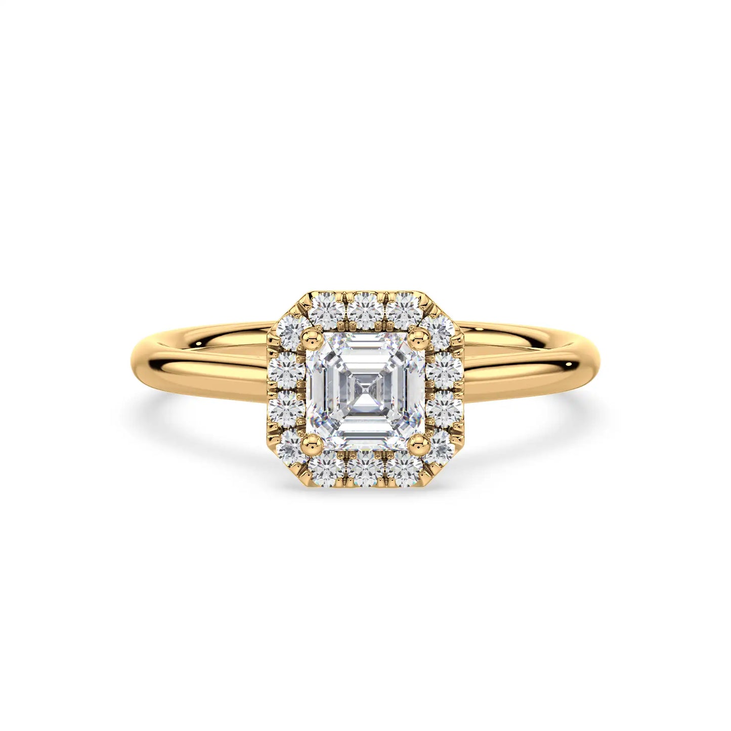Solitaire Halo Ring - Asscher