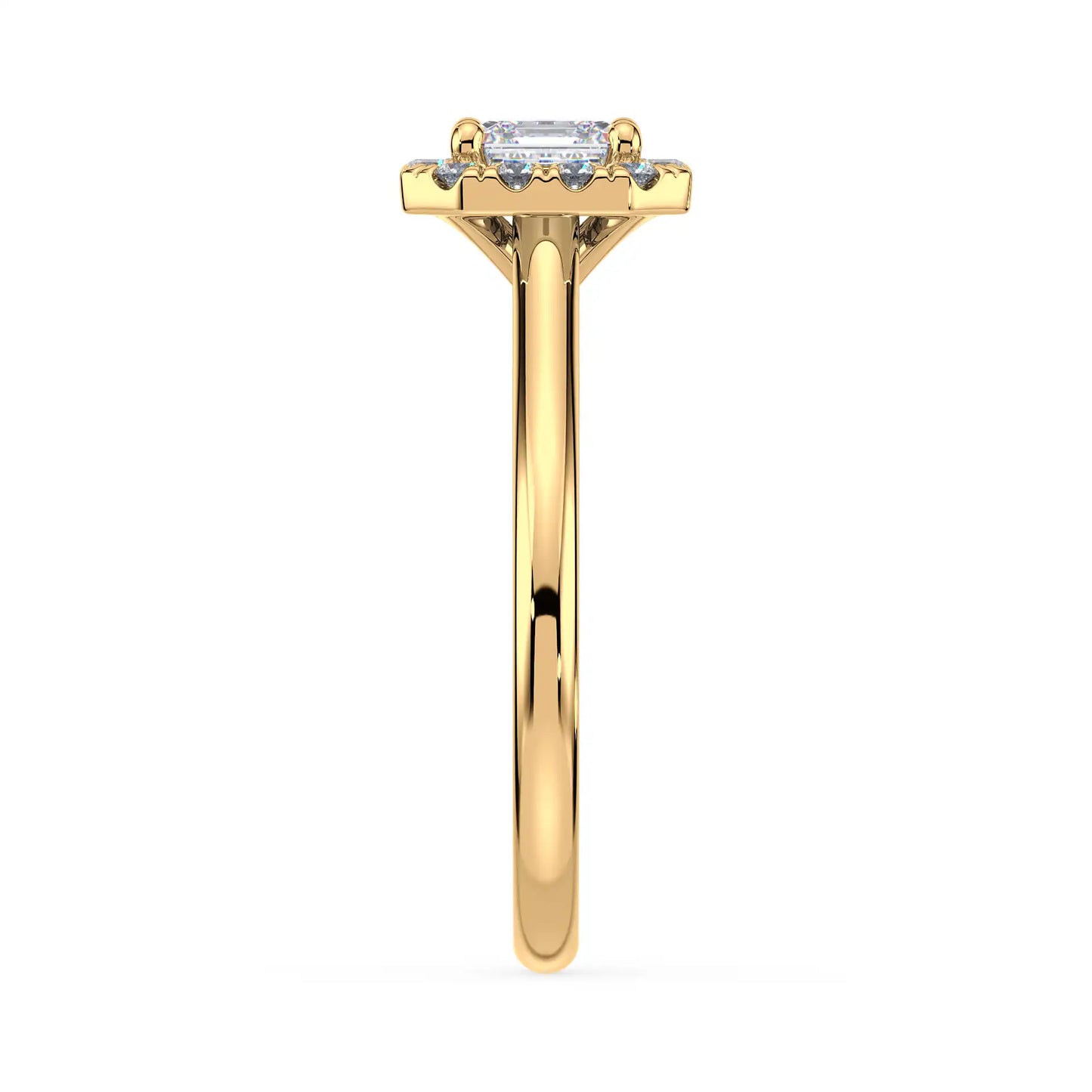 Solitaire Halo Ring - Asscher