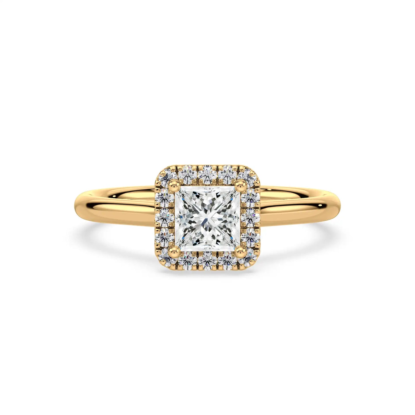 Solitaire Halo Ring - Princess
