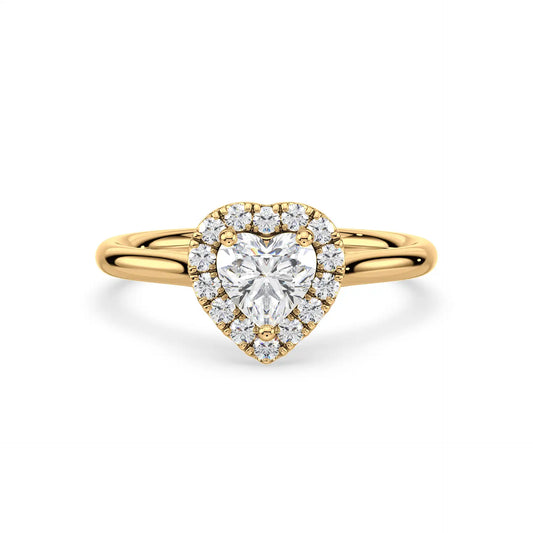 Solitaire Halo Ring - Heart