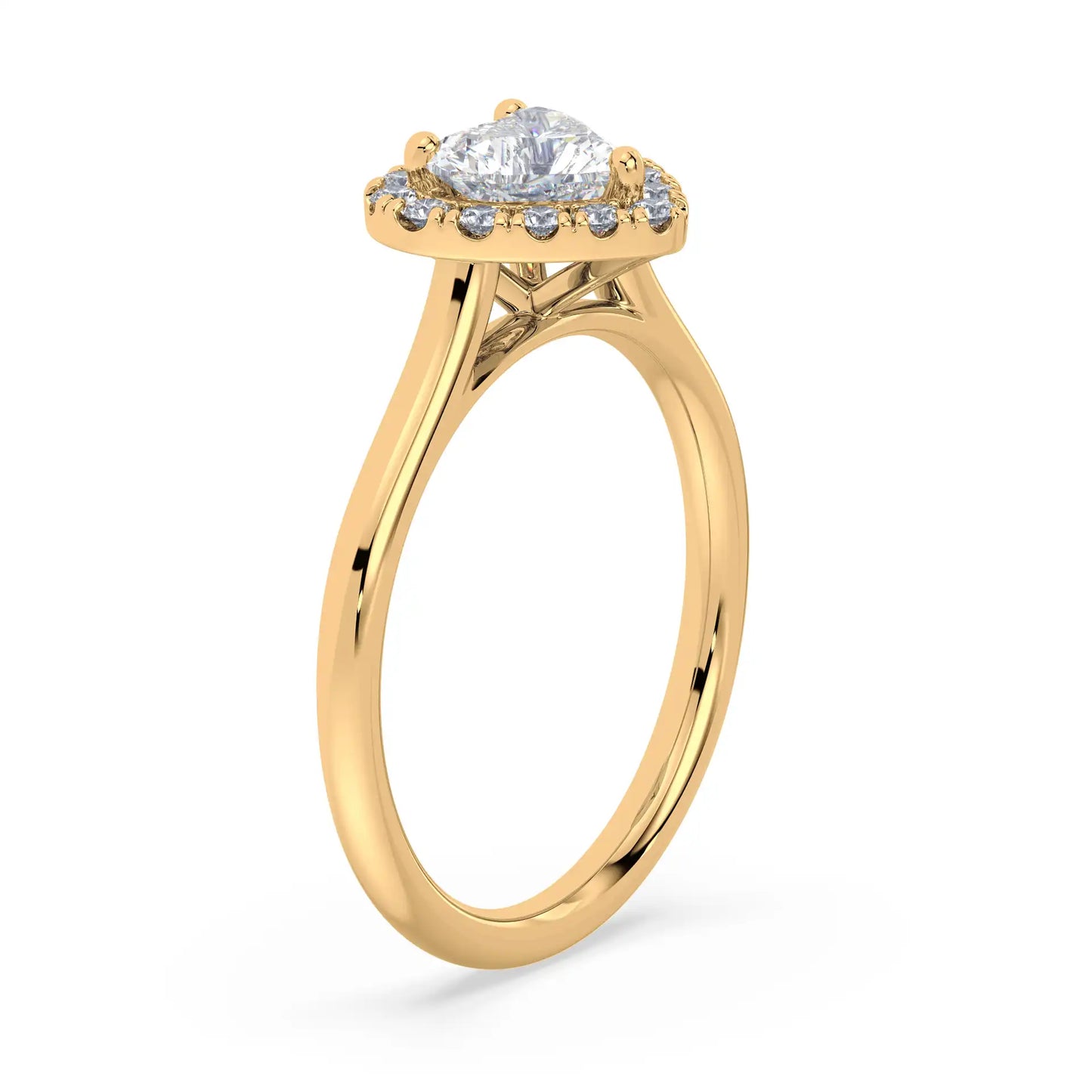 Solitaire Halo Ring - Heart
