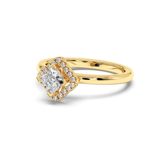 Halo Flower Solitaire Ring