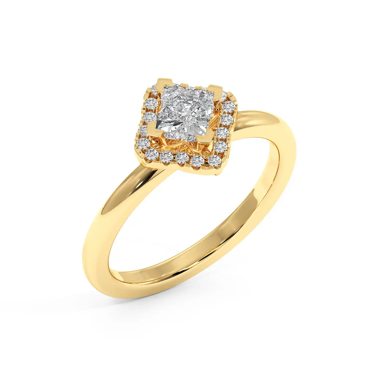 Solitaire Halo Ring - Floral