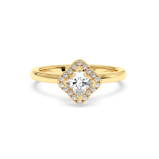Solitaire Halo Ring - Floral