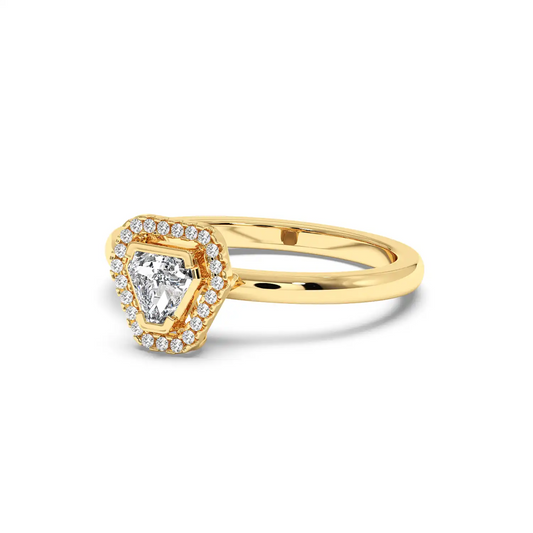 Halo Coffin Solitaire Ring