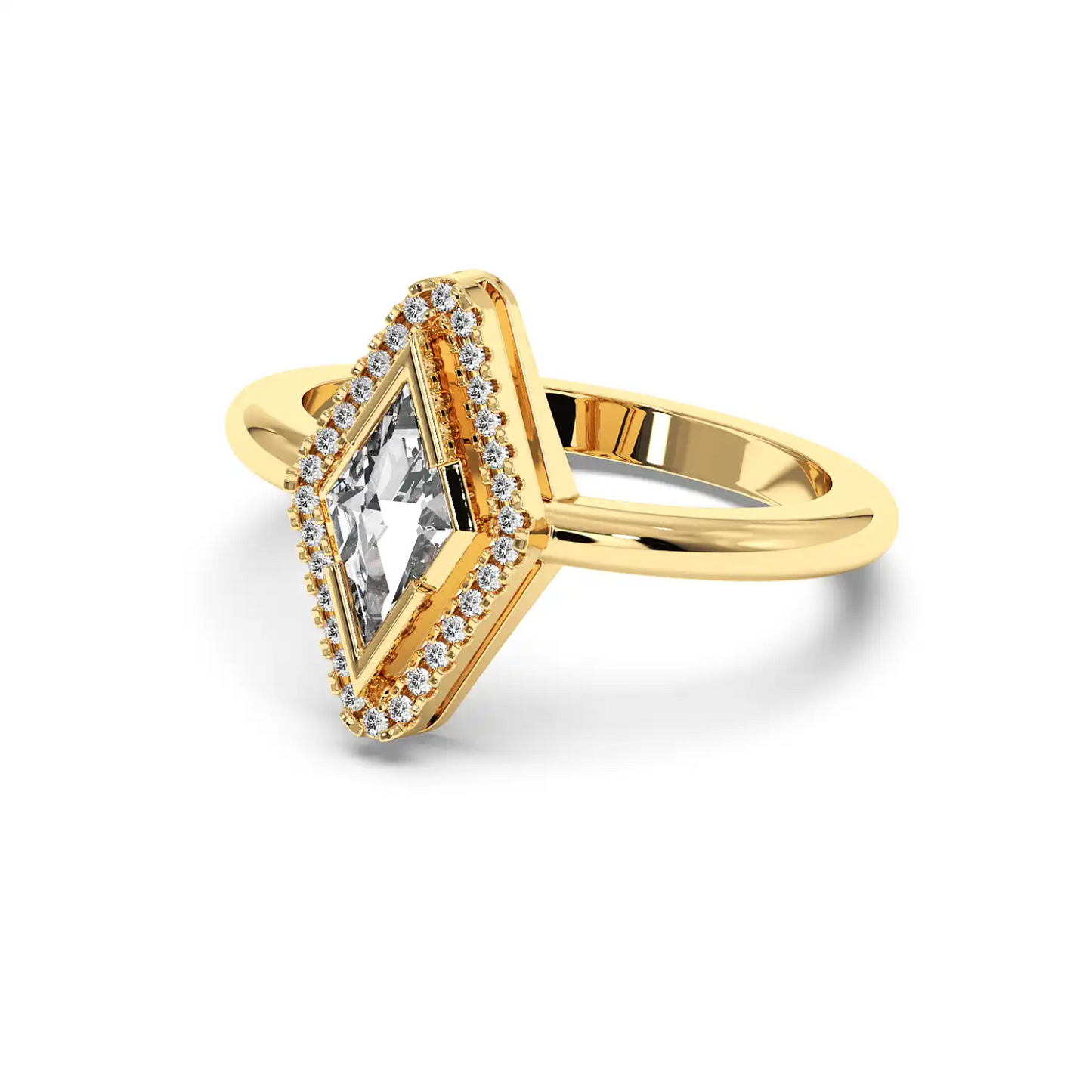 Solitaire Halo Ring - Lozenge