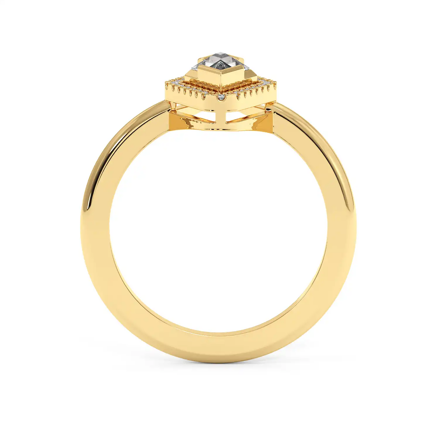 Solitaire Halo Ring - Lozenge