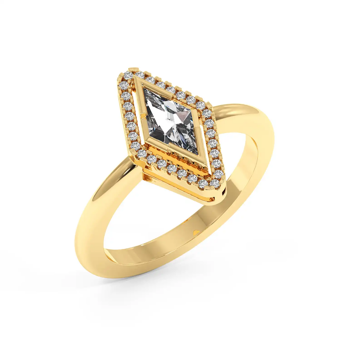 Solitaire Halo Ring - Lozenge