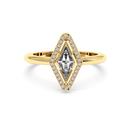 Solitaire Halo Ring - Lozenge