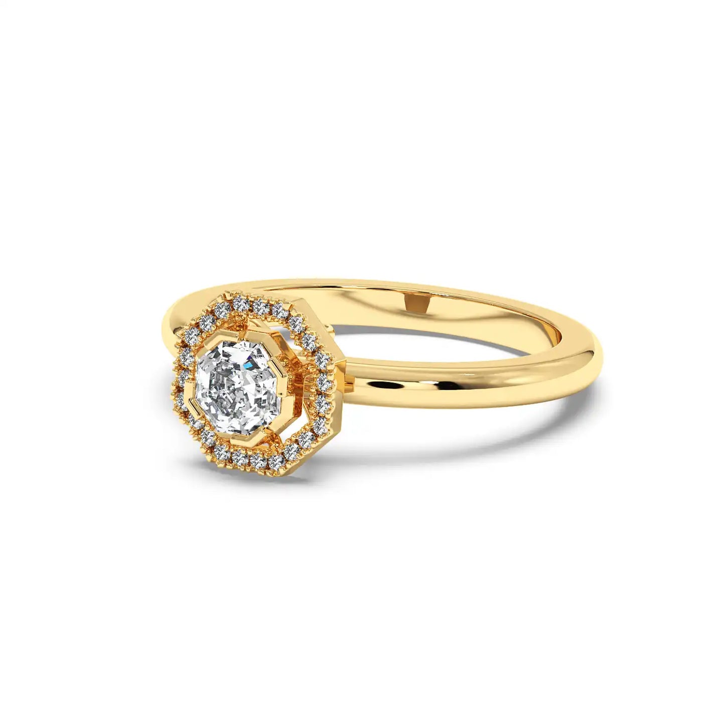 Solitaire Halo Ring - Octagon