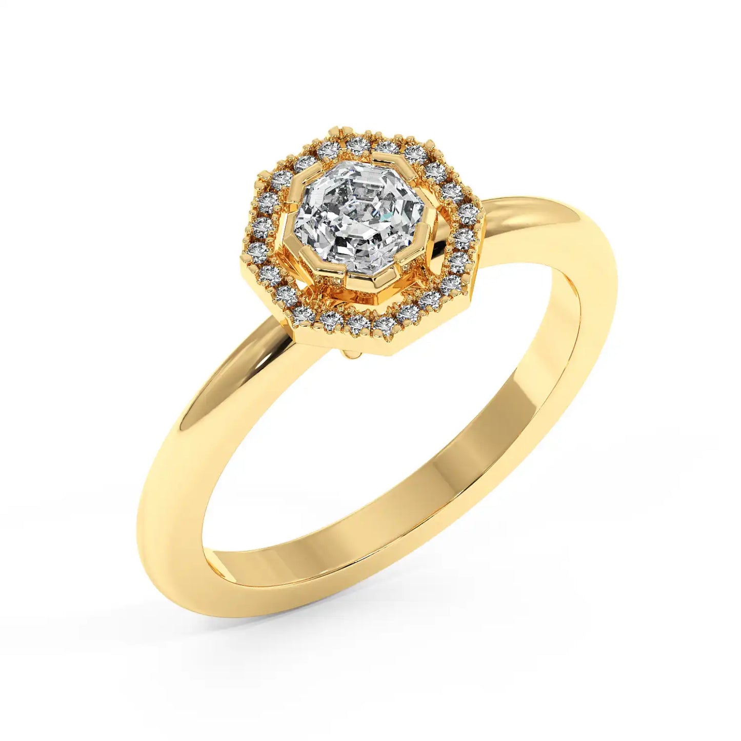 Solitaire Halo Ring - Octagon