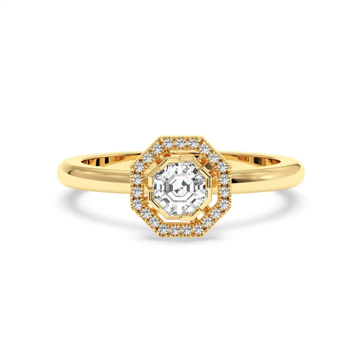 Solitaire Halo Ring - Octagon