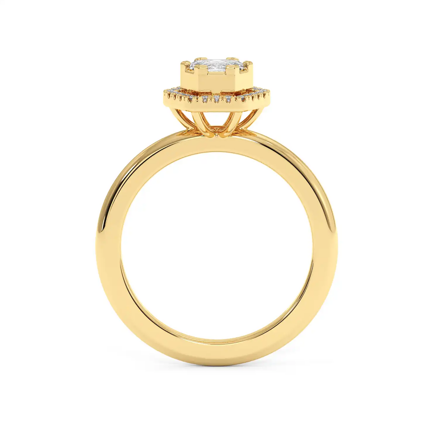 Solitaire Halo Ring - Hexagon