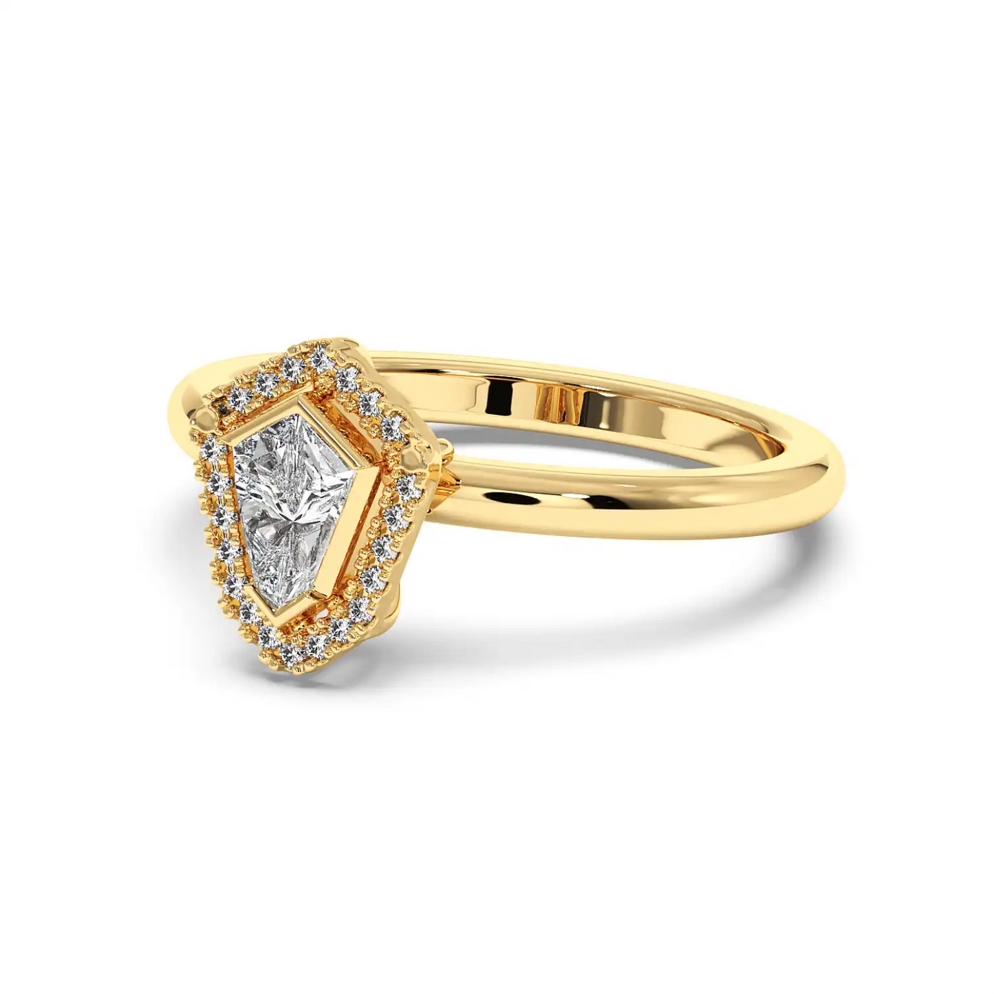 Solitaire Halo Ring - Shield