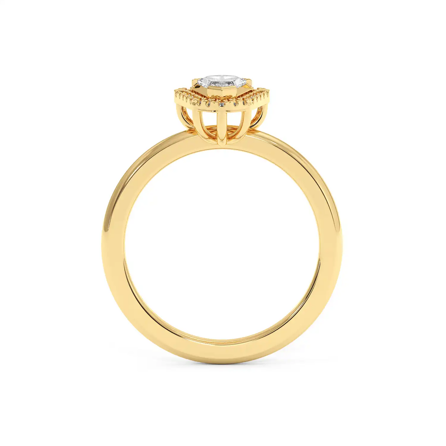 Solitaire Halo Ring - Shield