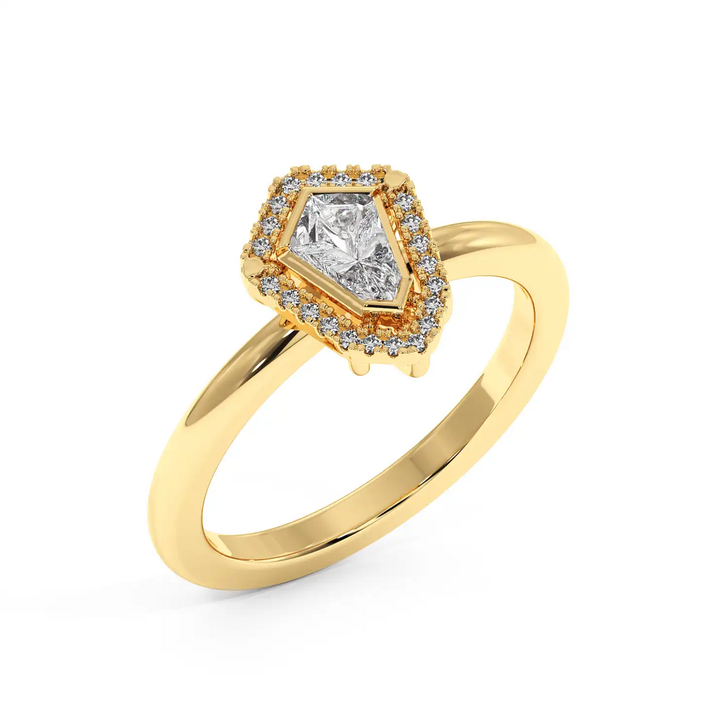 Solitaire Halo Ring - Shield