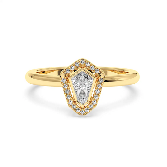 Solitaire Halo Ring - Shield