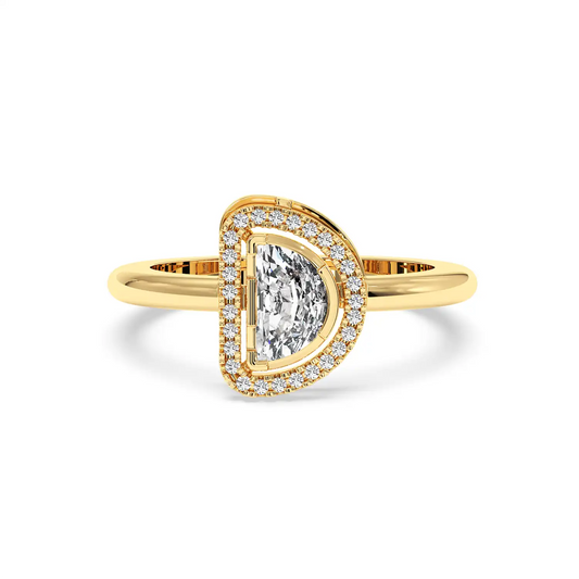 Solitaire Halo Ring - Halfmoon