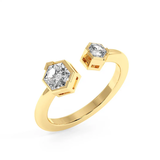 Two Stone Hexagon Ring