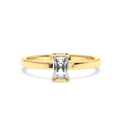 Half Bezel Set Radiant Ring