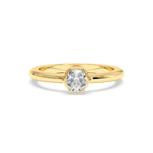Bezel Set Hexagon Ring
