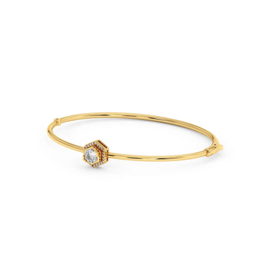 Solitaire Halo Bracelet - Hexagon