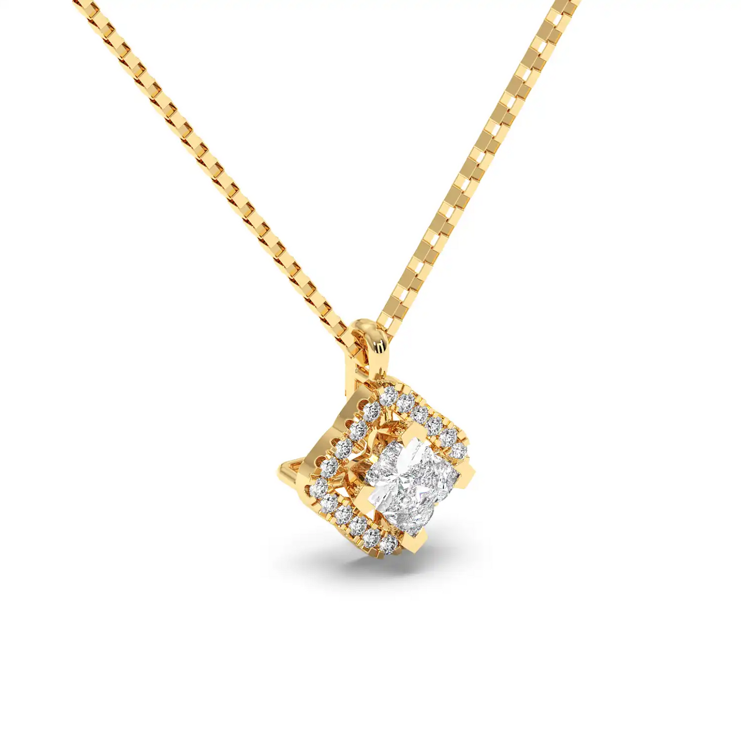 Solitaire Halo Pendant - Floral