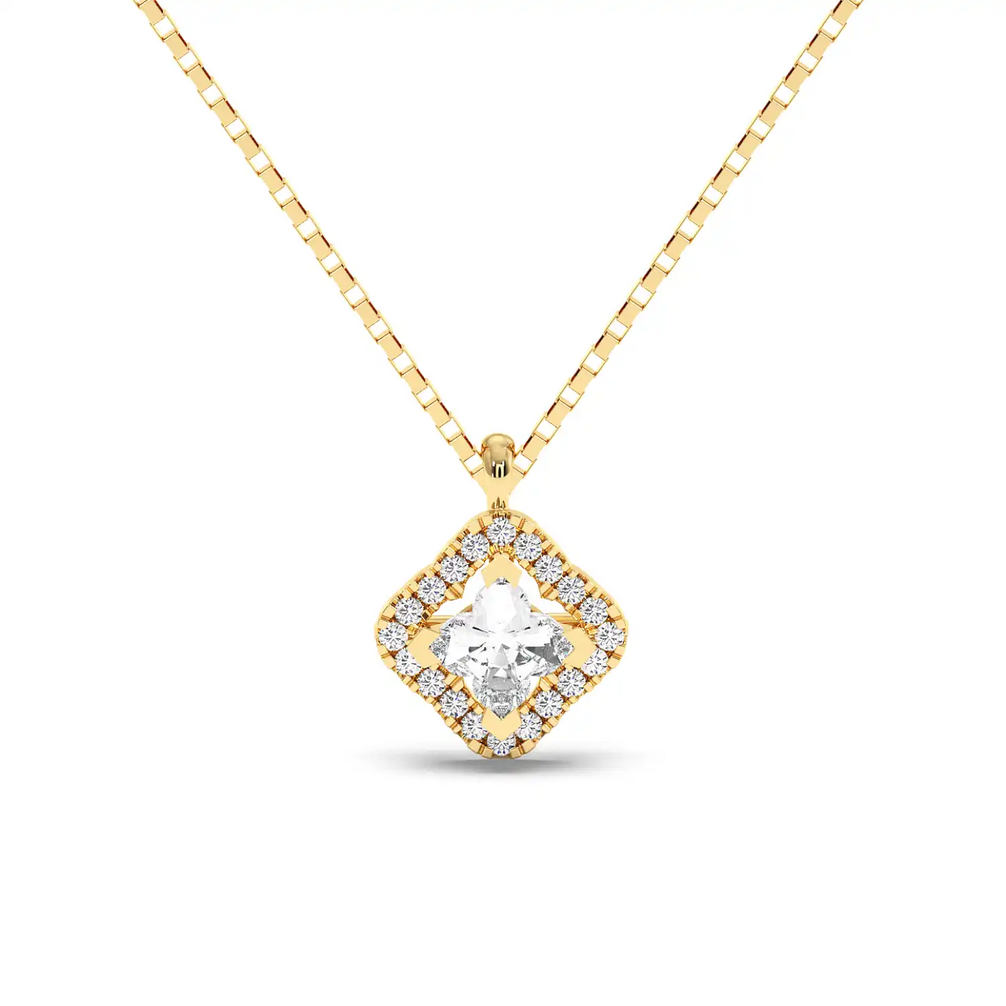 Solitaire Halo Pendant - Floral